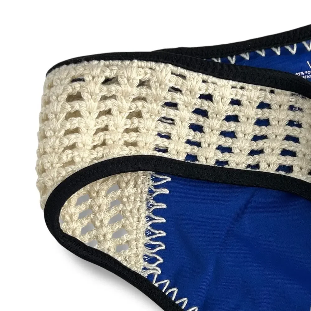 Victoria Secret Crochet Blue Bikini Bottoms Medium